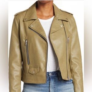 Avec Les Filles Faux Leather Crop Biker Jacket